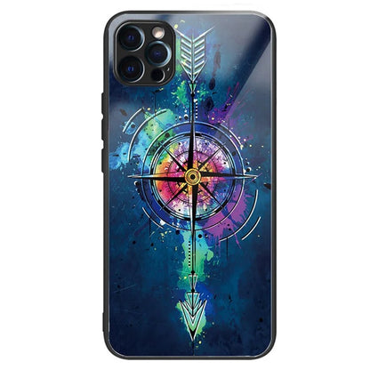 For iPhone 15 Pro Max Pattern Printing Case Anti-Scratch Tempered Glass Phone Cover
