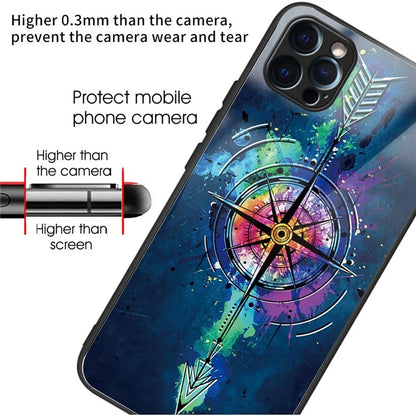 For iPhone 15 Pro Max Pattern Printing Case Anti-Scratch Tempered Glass Phone Cover