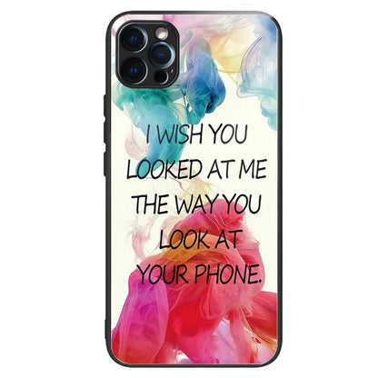 For iPhone 15 Pro Max Pattern Printing Case Anti-Scratch Tempered Glass Phone Cover