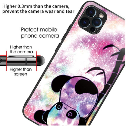 For iPhone 15 Pro Max Pattern Printing Case Anti-Scratch Tempered Glass Phone Cover