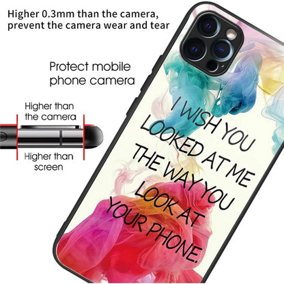 For iPhone 15 Pro Max Pattern Printing Case Anti-Scratch Tempered Glass Phone Cover