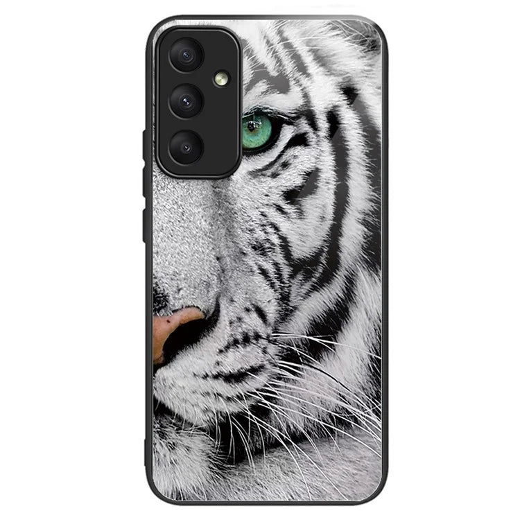 For Samsung Galaxy A35 5G Tempered Glass Back Cover Shockproof TPU with Pretty Pattern Phone Case