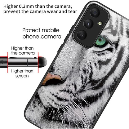 For Samsung Galaxy A35 5G Tempered Glass Back Cover Shockproof TPU with Pretty Pattern Phone Case