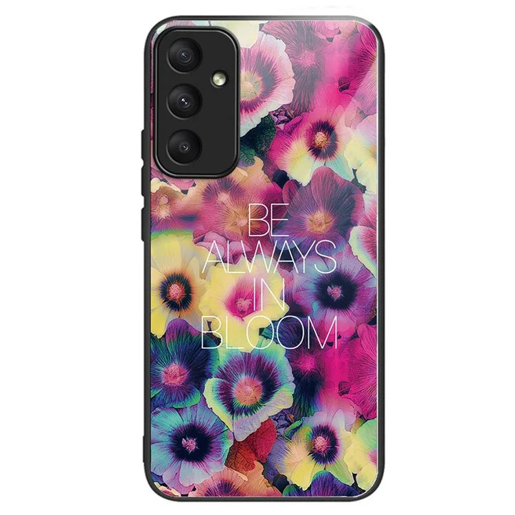 For Samsung Galaxy A35 5G Tempered Glass Back Cover Shockproof TPU with Pretty Pattern Phone Case