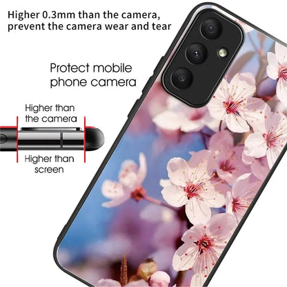 For Samsung Galaxy A35 5G Tempered Glass Back Cover Shockproof TPU with Pretty Pattern Phone Case