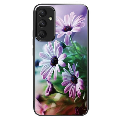 For Samsung Galaxy A35 5G Tempered Glass Back Cover Shockproof TPU with Pretty Pattern Phone Case