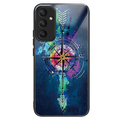 For Samsung Galaxy A35 5G Tempered Glass Back Cover Shockproof TPU with Pretty Pattern Phone Case