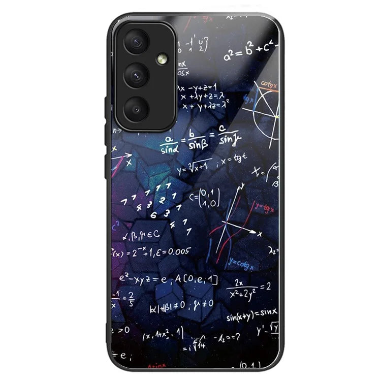 For Samsung Galaxy A35 5G Tempered Glass Back Cover Shockproof TPU with Pretty Pattern Phone Case