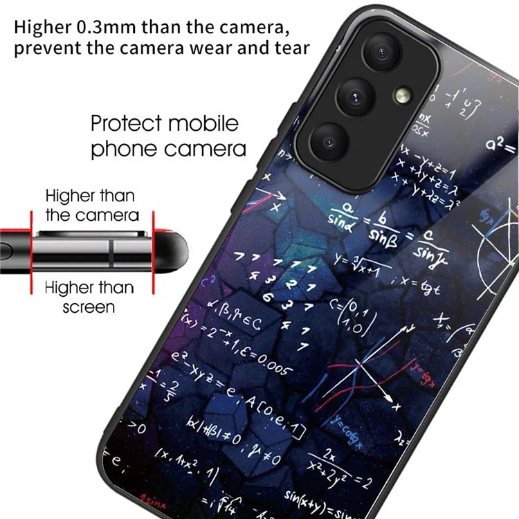 For Samsung Galaxy A35 5G Tempered Glass Back Cover Shockproof TPU with Pretty Pattern Phone Case