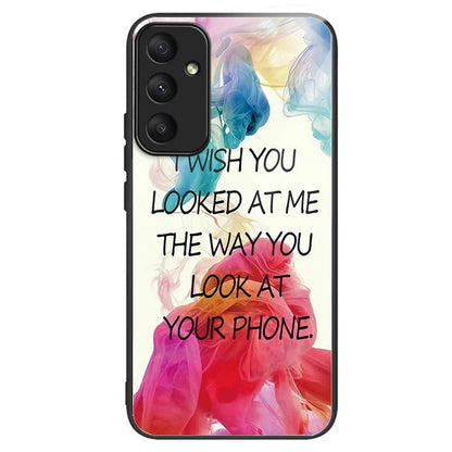 For Samsung Galaxy A35 5G Tempered Glass Back Cover Shockproof TPU with Pretty Pattern Phone Case
