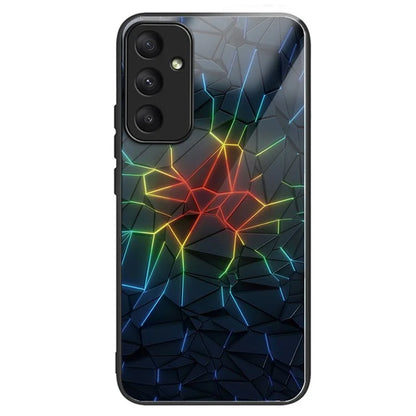 For Samsung Galaxy A55 5G Tempered Glass Case TPU Frame Pattern Protective Phone Cover