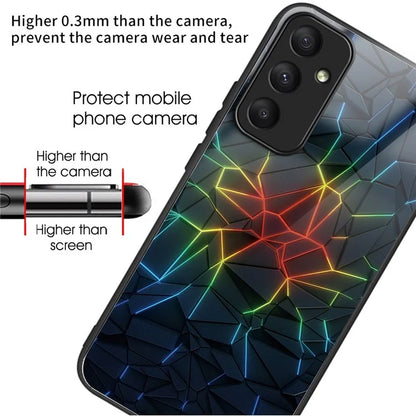 For Samsung Galaxy A55 5G Tempered Glass Case TPU Frame Pattern Protective Phone Cover