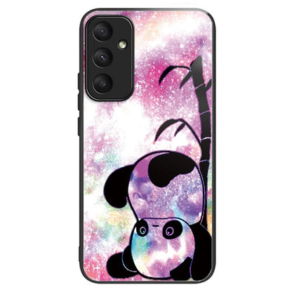 For Samsung Galaxy A55 5G Tempered Glass Case TPU Frame Pattern Protective Phone Cover