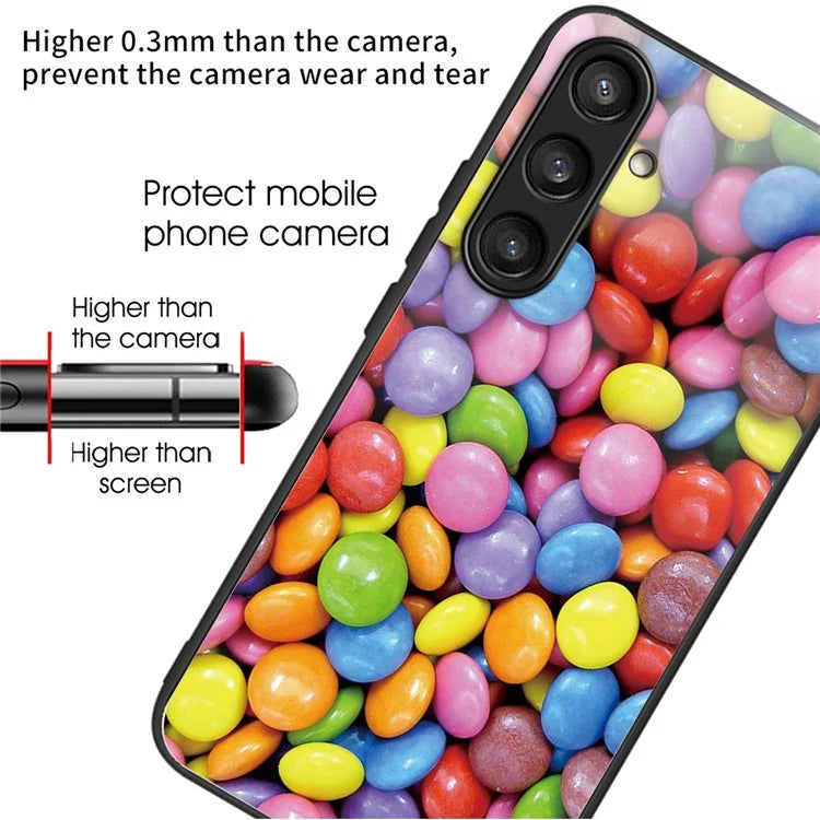 For Samsung Galaxy S23 FE Phone Case with Tempered Glass Back Shell Pattern Design