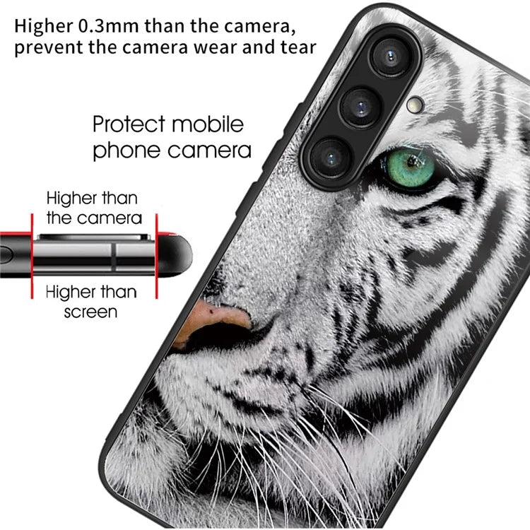 For Samsung Galaxy S23 FE Phone Case with Tempered Glass Back Shell Pattern Design