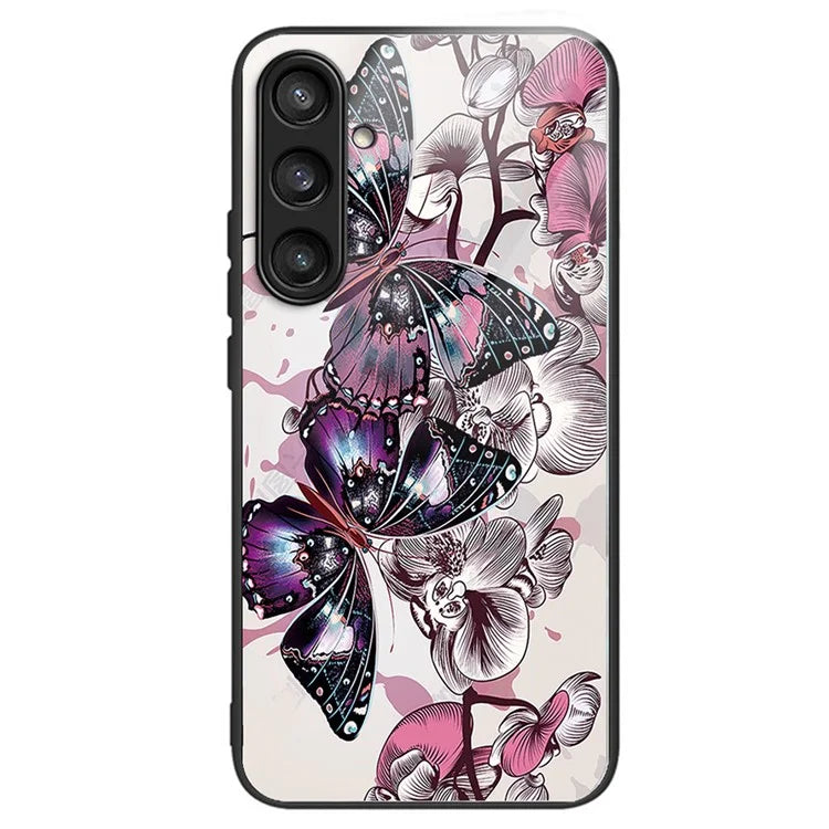 For Samsung Galaxy S23 FE Phone Case with Tempered Glass Back Shell Pattern Design