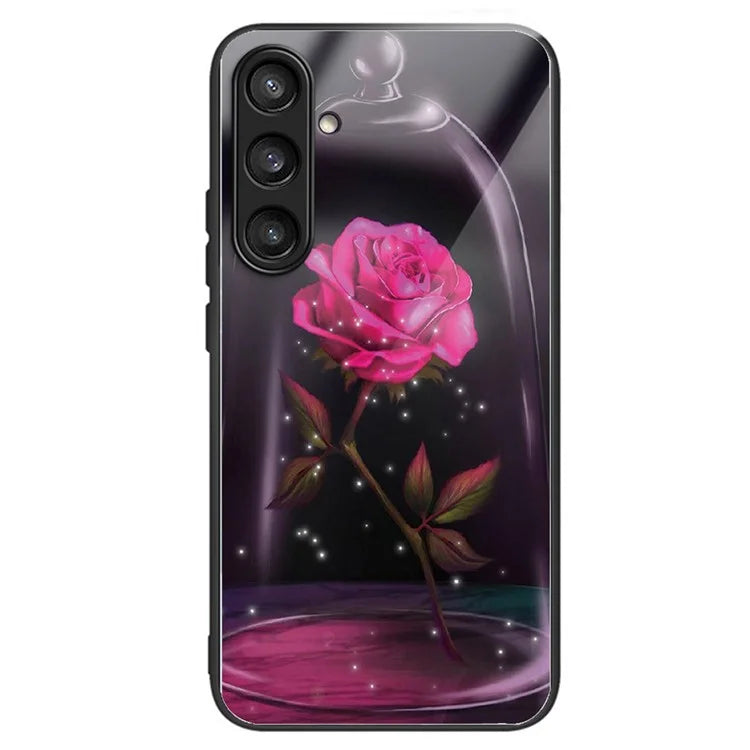 For Samsung Galaxy S23 FE Phone Case with Tempered Glass Back Shell Pattern Design