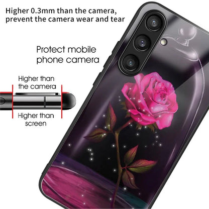For Samsung Galaxy S23 FE Phone Case with Tempered Glass Back Shell Pattern Design