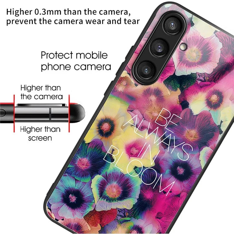 For Samsung Galaxy S23 FE Phone Case with Tempered Glass Back Shell Pattern Design
