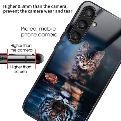 For Samsung Galaxy S23 FE Phone Case with Tempered Glass Back Shell Pattern Design