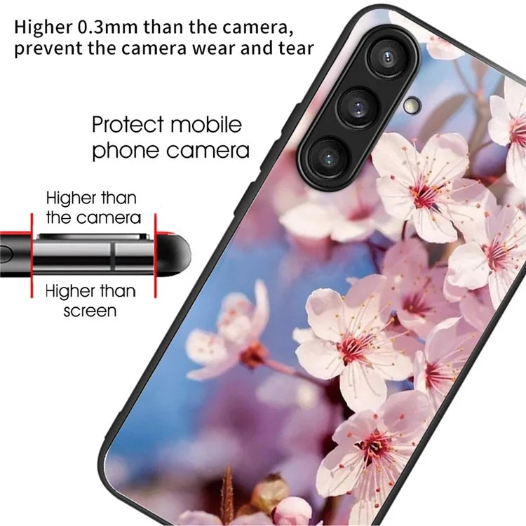 For Samsung Galaxy S23 FE Phone Case with Tempered Glass Back Shell Pattern Design