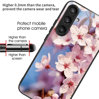 For Samsung Galaxy S23 FE Phone Case with Tempered Glass Back Shell Pattern Design
