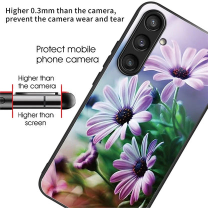 For Samsung Galaxy S23 FE Phone Case with Tempered Glass Back Shell Pattern Design