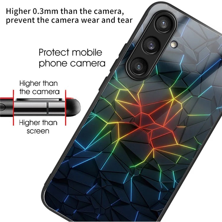 For Samsung Galaxy S23 FE Phone Case with Tempered Glass Back Shell Pattern Design