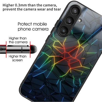 For Samsung Galaxy S23 FE Phone Case with Tempered Glass Back Shell Pattern Design