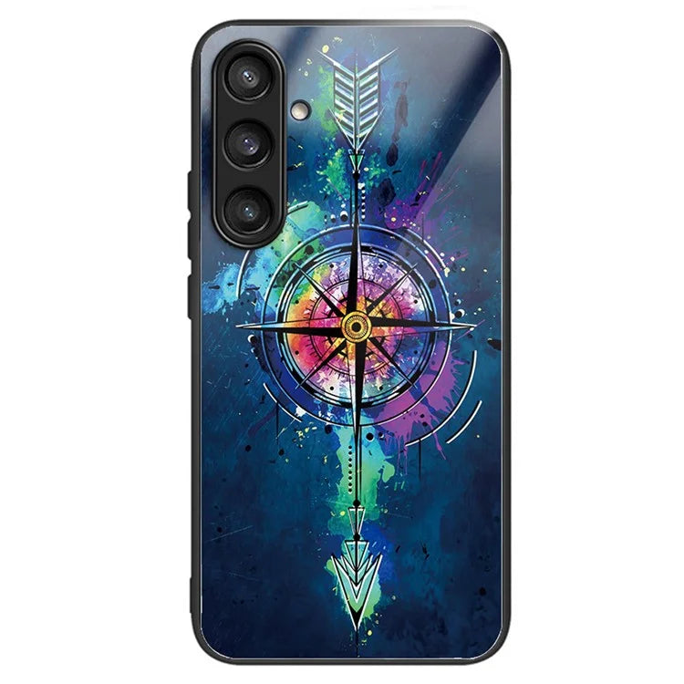 For Samsung Galaxy S23 FE Phone Case with Tempered Glass Back Shell Pattern Design