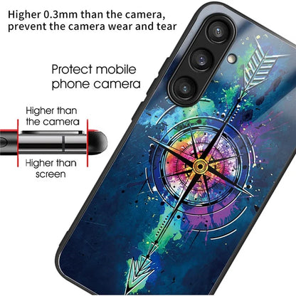 For Samsung Galaxy S23 FE Phone Case with Tempered Glass Back Shell Pattern Design