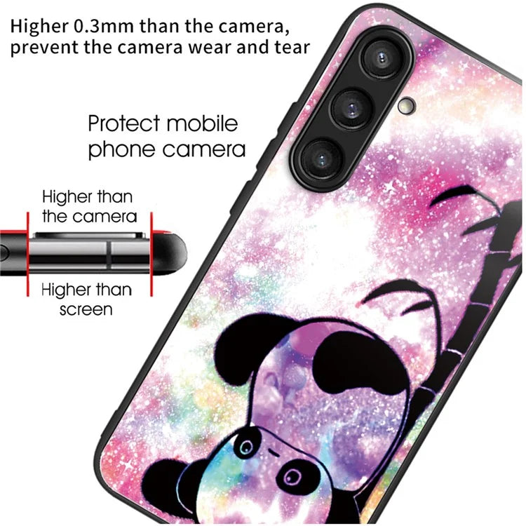 For Samsung Galaxy S23 FE Phone Case with Tempered Glass Back Shell Pattern Design