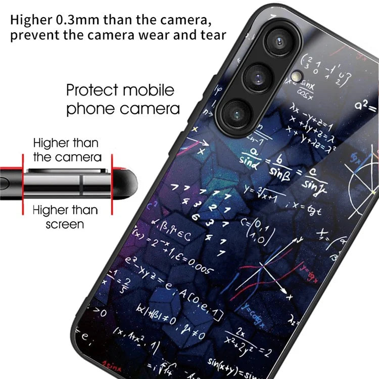 For Samsung Galaxy S23 FE Phone Case with Tempered Glass Back Shell Pattern Design