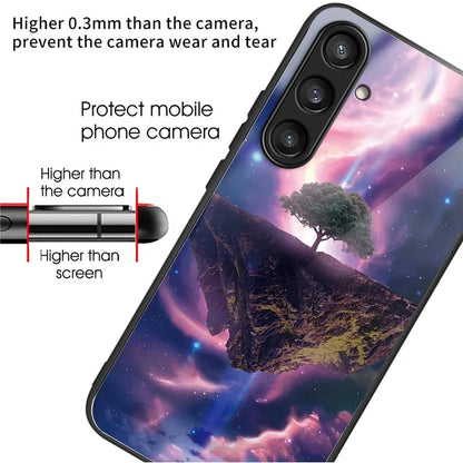 For Samsung Galaxy S23 FE Phone Case with Tempered Glass Back Shell Pattern Design