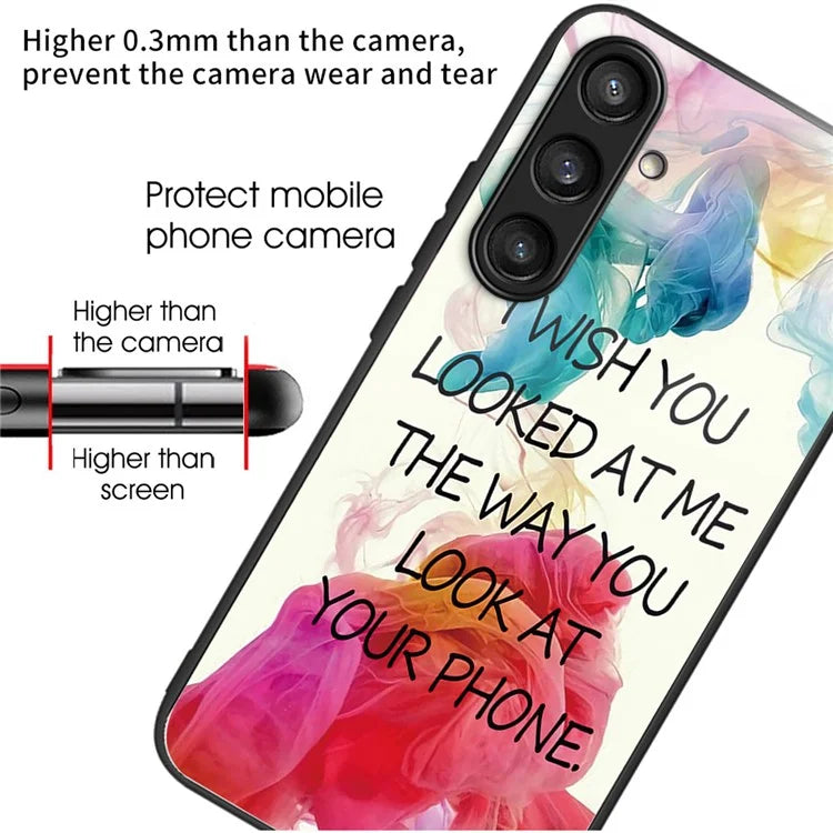 For Samsung Galaxy S23 FE Phone Case with Tempered Glass Back Shell Pattern Design