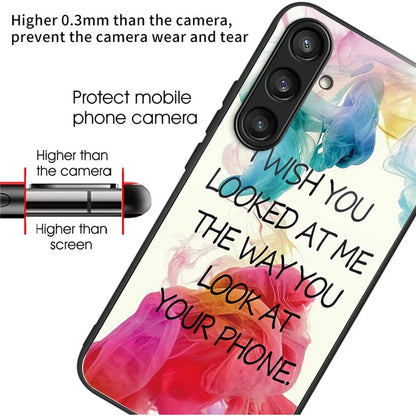 For Samsung Galaxy S23 FE Phone Case with Tempered Glass Back Shell Pattern Design