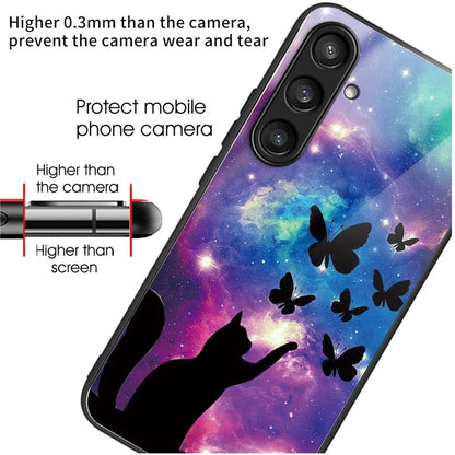 For Samsung Galaxy S23 FE Phone Case with Tempered Glass Back Shell Pattern Design