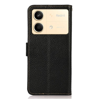 KHAZNEH For Xiaomi Redmi Note 13R Pro 5G Genuine Cow Leather Case RFID Blocking Protection Phone Cover