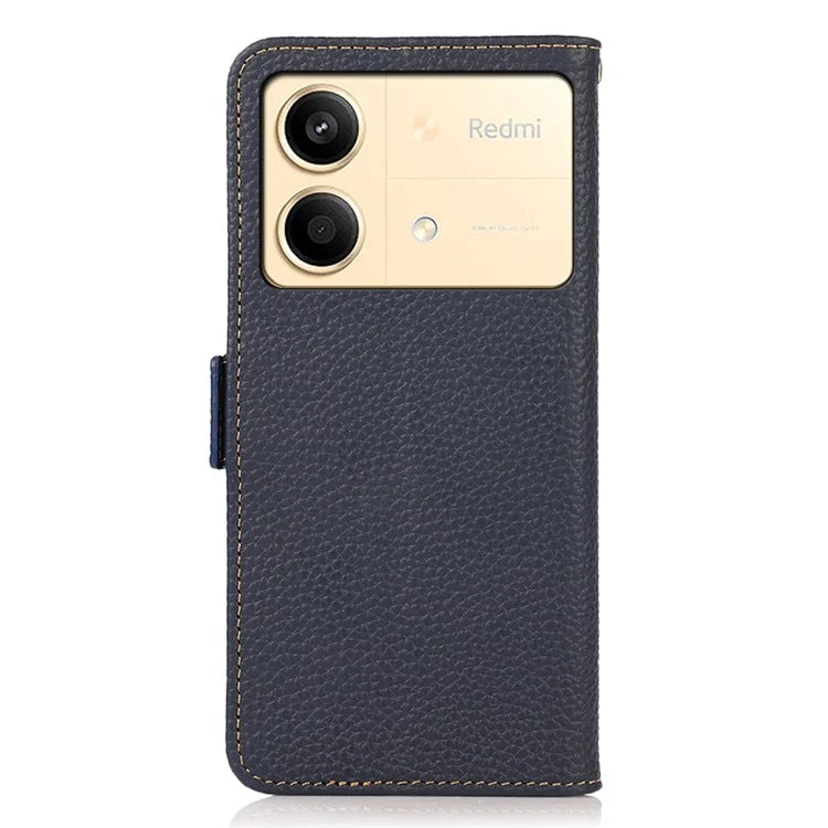 KHAZNEH For Xiaomi Redmi Note 13R Pro 5G Genuine Cow Leather Case RFID Blocking Protection Phone Cover