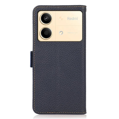 KHAZNEH For Xiaomi Redmi Note 13R Pro 5G Genuine Cow Leather Case RFID Blocking Protection Phone Cover