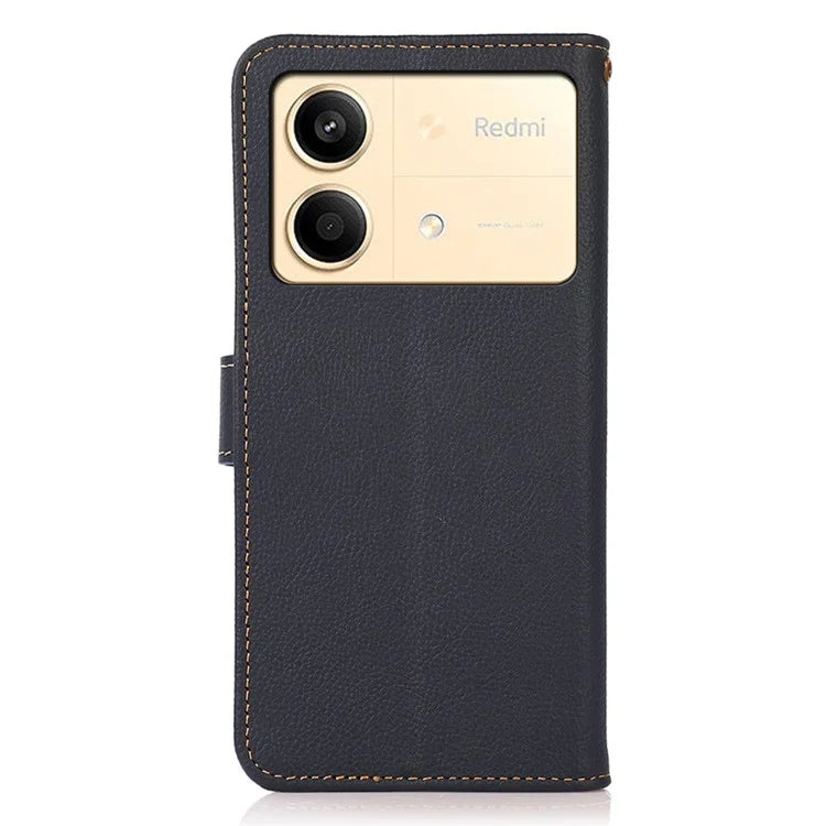 KHAZNEH For Xiaomi Redmi Note 13R Pro 5G Genuine Cow Leather Phone Case RFID Blocking Card Slots Cover