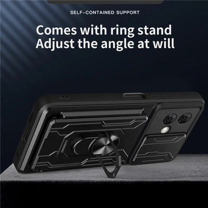 For Motorola Moto G84 5G Case PC+TPU Card Holder Kickstand Phone Coverish Green