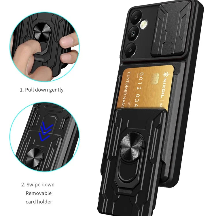 For Samsung Galaxy A05s 4G Case PC+TPU Card Holder Kickstand Phone Back Cover