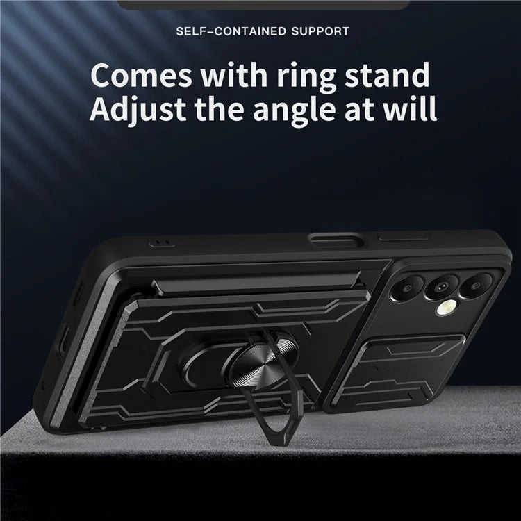 For Samsung Galaxy A05s 4G Case PC+TPU Card Holder Kickstand Phone Back Cover