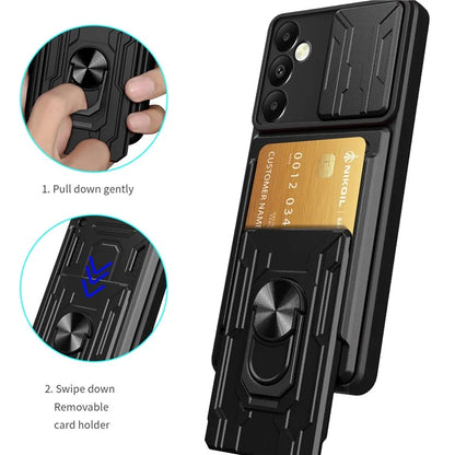 For Samsung Galaxy A05s 4G Case PC+TPU Card Holder Kickstand Phone Back Cover