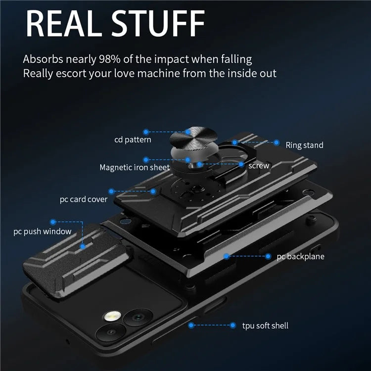 For Samsung Galaxy A05 4G Case Kickstand Anti-fall PC+TPU Phone Protector