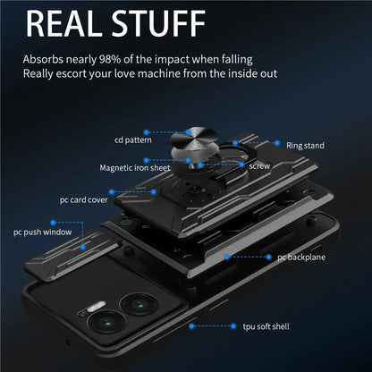 For Xiaomi Redmi 10 5G / Redmi Note 11E 5G / Redmi 10 Prime+ 5G Case PC+TPU Card Slots Cover