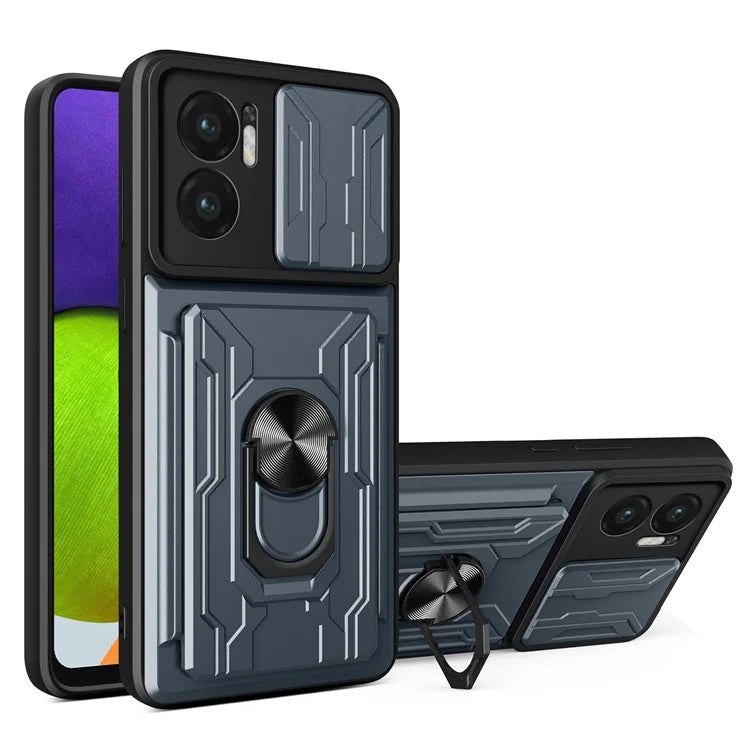 For Xiaomi Redmi 10 5G / Redmi Note 11E 5G / Redmi 10 Prime+ 5G Case PC+TPU Card Slots Cover
