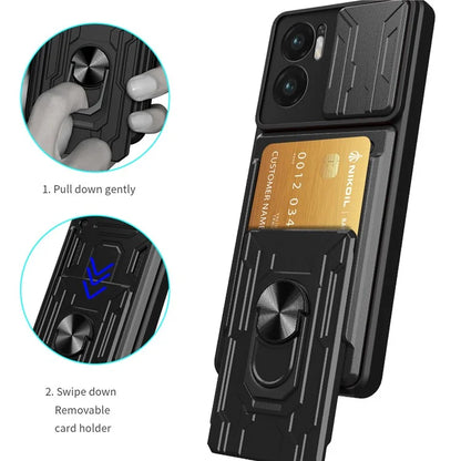 For Xiaomi Redmi 10 5G / Redmi Note 11E 5G / Redmi 10 Prime+ 5G Case PC+TPU Card Slots Cover