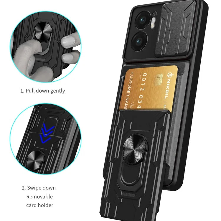 For Xiaomi Redmi 10 5G / Redmi Note 11E 5G / Redmi 10 Prime+ 5G Case PC+TPU Card Slots Cover